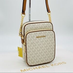 Michael Kors Medium NS Chain Xbody Bag Vanilla/Brown